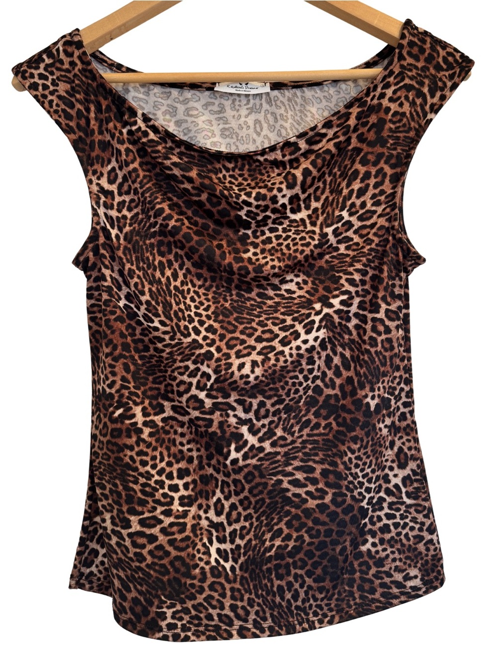 Rebellious Dreamer Leopard Print Cowl Neck Stretch Top Size Small